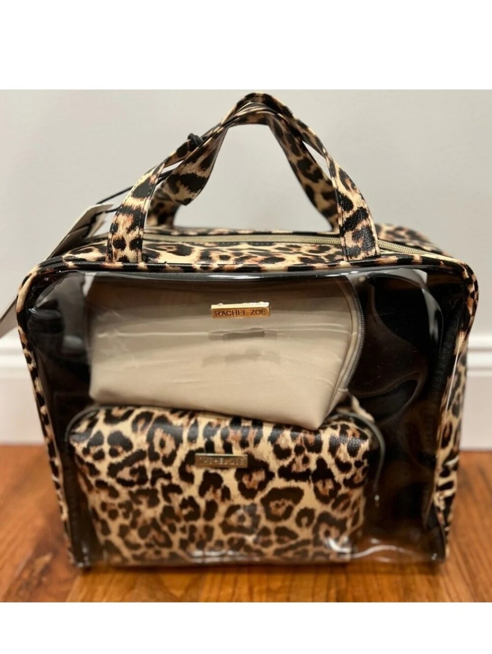 New Xlarge Leopard Clear Bag W Handles